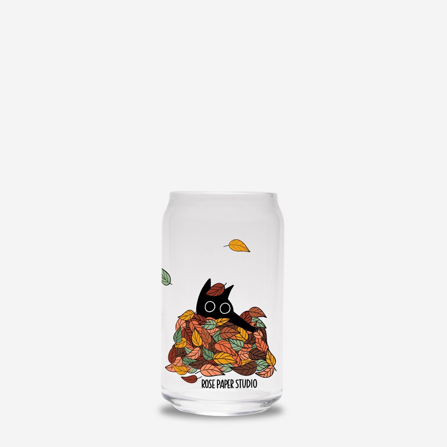 Spooky Season Glass Can | 16oz | Cozy Drinkware| Iced Coffee Glass | Reusable Glass Tumbler | Cute Tea Cup | Hand Drawn Design