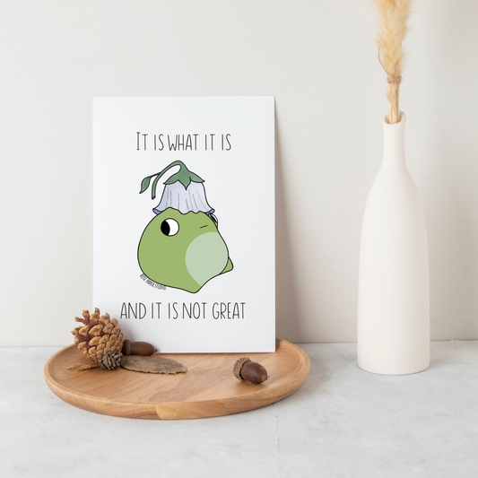It Is What It Is and It Is Not Great Card | Wilbert the Frog Drawing | Funny Card for Friend | Funny Mental Health Card