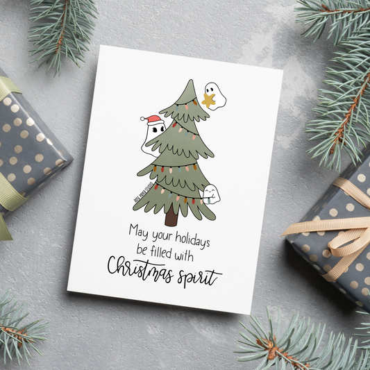 Christmas Spirit Card | Blank Modern Calligraphy Greeting Card