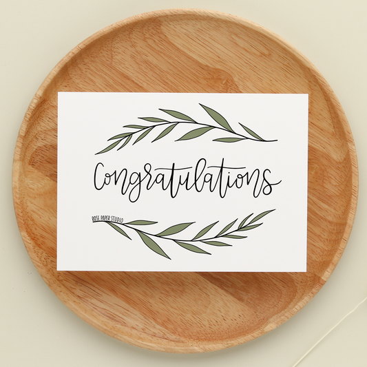 Congratulations Card | Botanical Greeting Card | Graduation Card | New Job Card | Cute Congrats Gift | Hand Drawn Modern Calligraphy Card