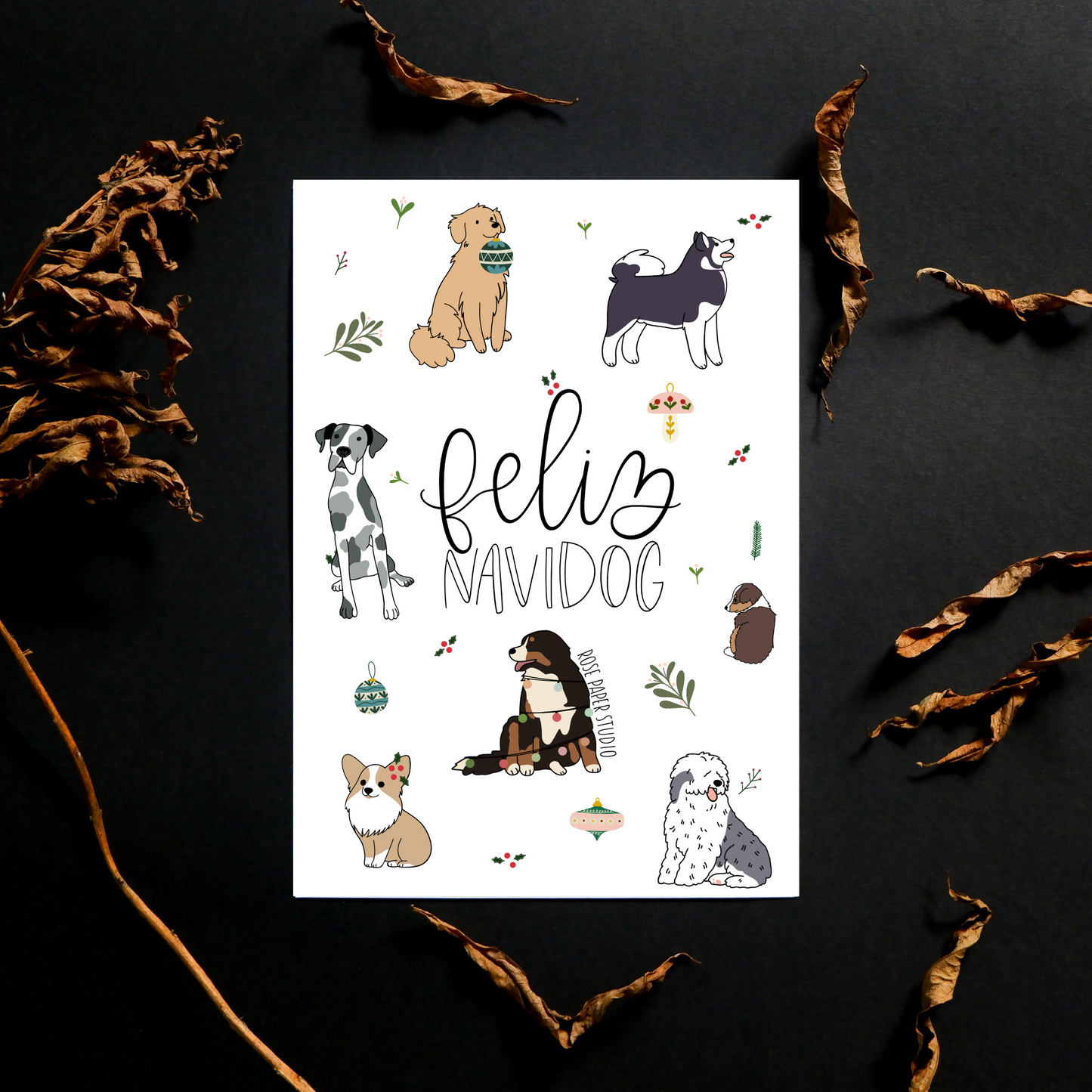 Feliz Navidog | Dog Christmas Card | Dog Lover Holiday Card | Merry Christmas Dog Card | Cat Holiday Card | Funny Christmas Greeting Card