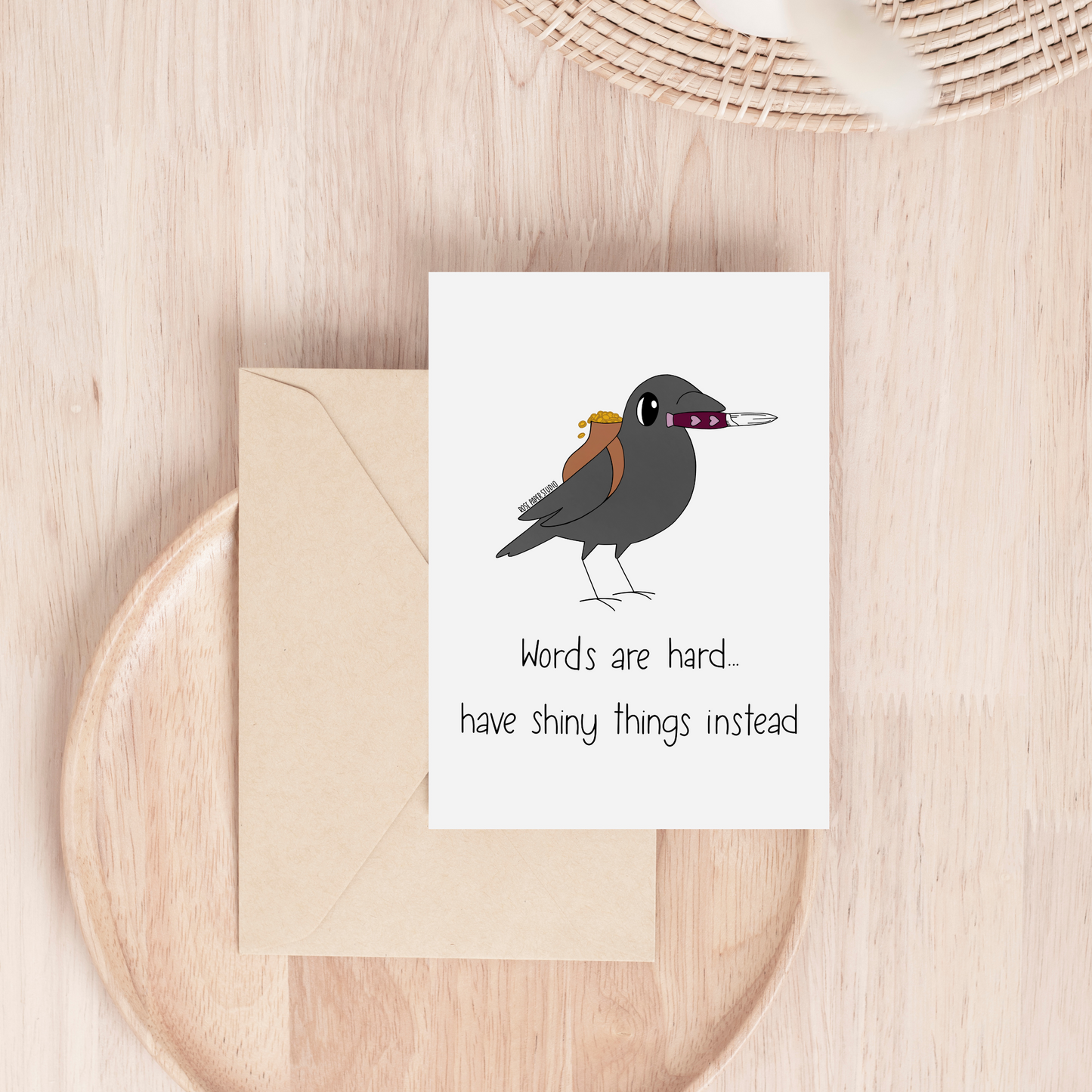 Words Are Hard...Have Shiny Things Instead Card | Valentine's Day Card |  Anniversary Gift | Hand Drawn Greeting Card