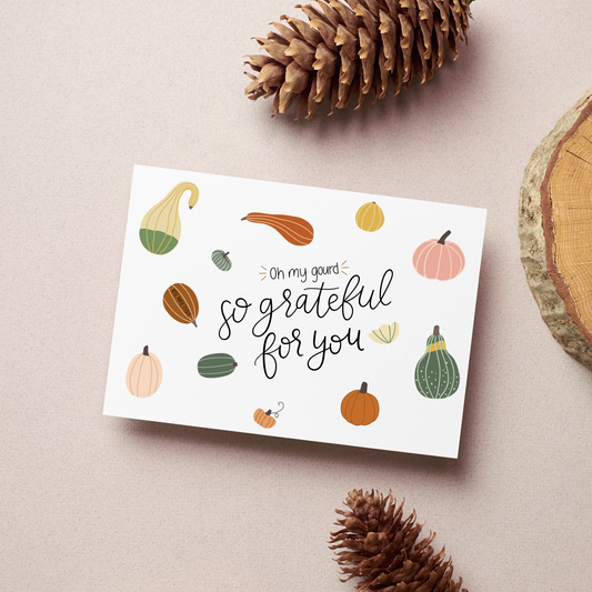 Oh My Gourd | Thanksgiving Card | Funny Autumn Card | Food Pun Card | Gourd Pun Card | Pumpkin Card | Fall Card | Funny Gratitude Card