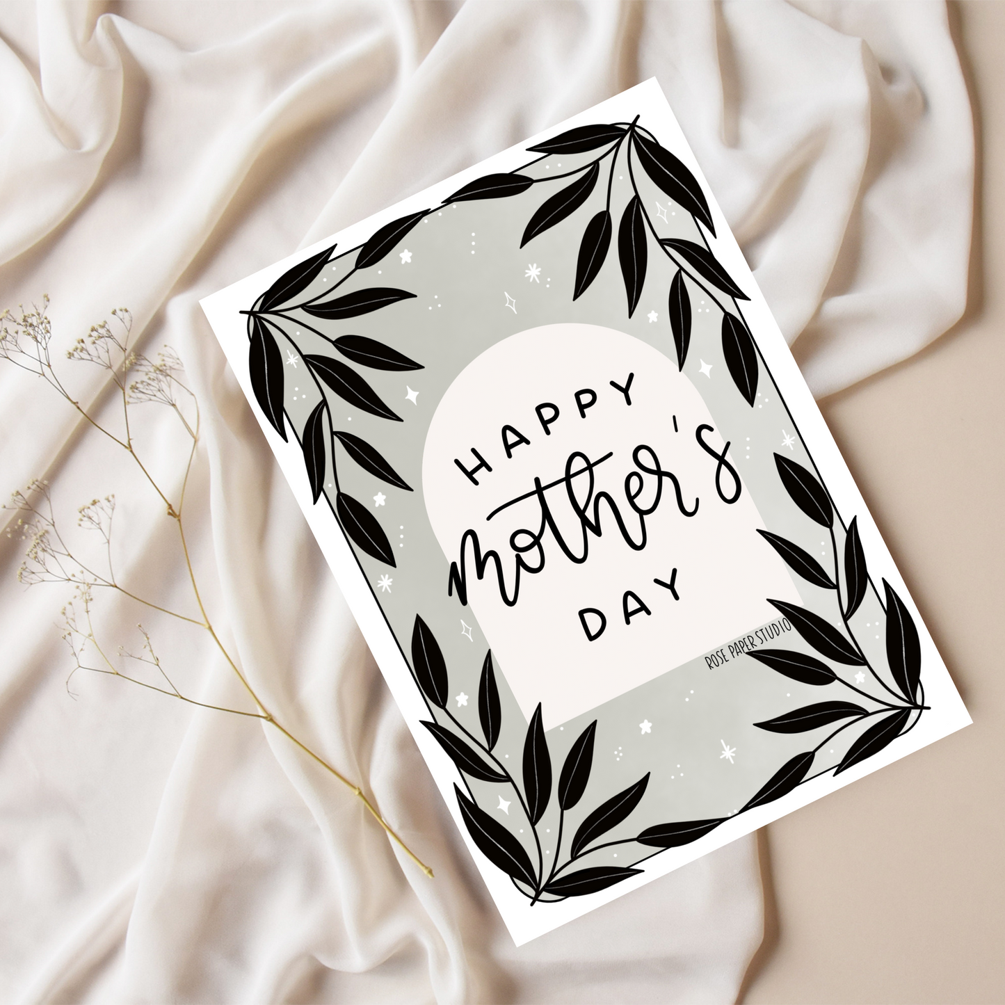 Happy Mother's Day Card | Botanical Sage Card | Gifts for Mom | Mother's Day Gift Ideas | Hand Drawn Modern Calligraphy Card