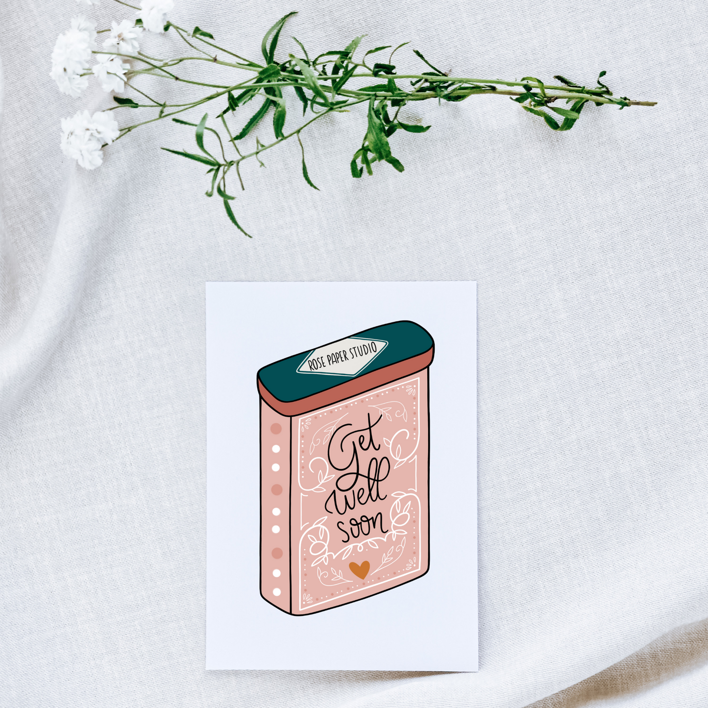 Get Well Soon Card | Sympathy Greeting Card | Hand Drawn Recovery Card | Feel Better Handmade Gift | Hand Drawn Modern Calligraphy Card