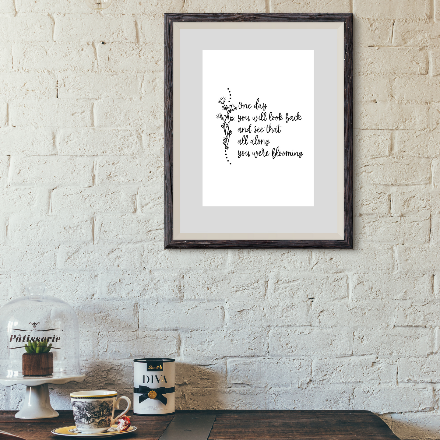 All Along You Were Blooming | Modern Calligraphy Quote Art Print