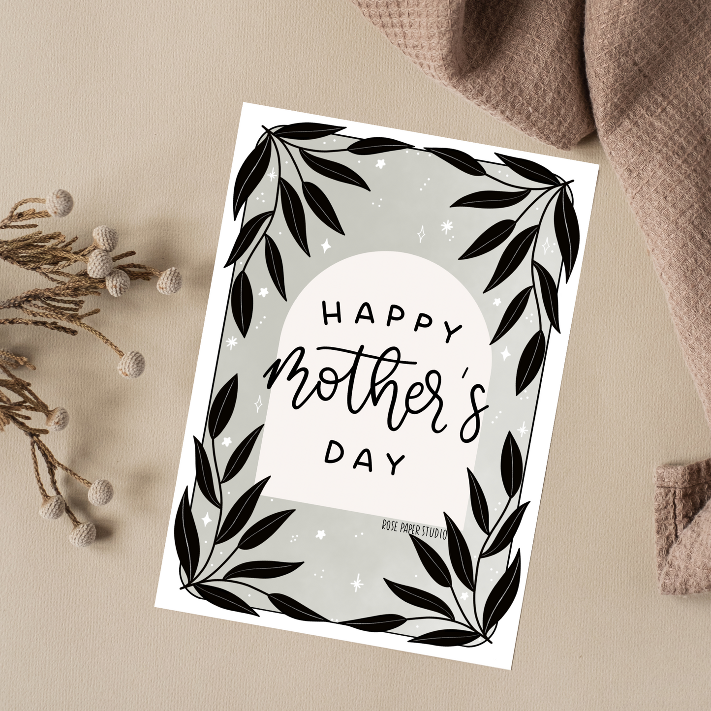 Happy Mother's Day Card | Botanical Sage Card | Gifts for Mom | Mother's Day Gift Ideas | Hand Drawn Modern Calligraphy Card