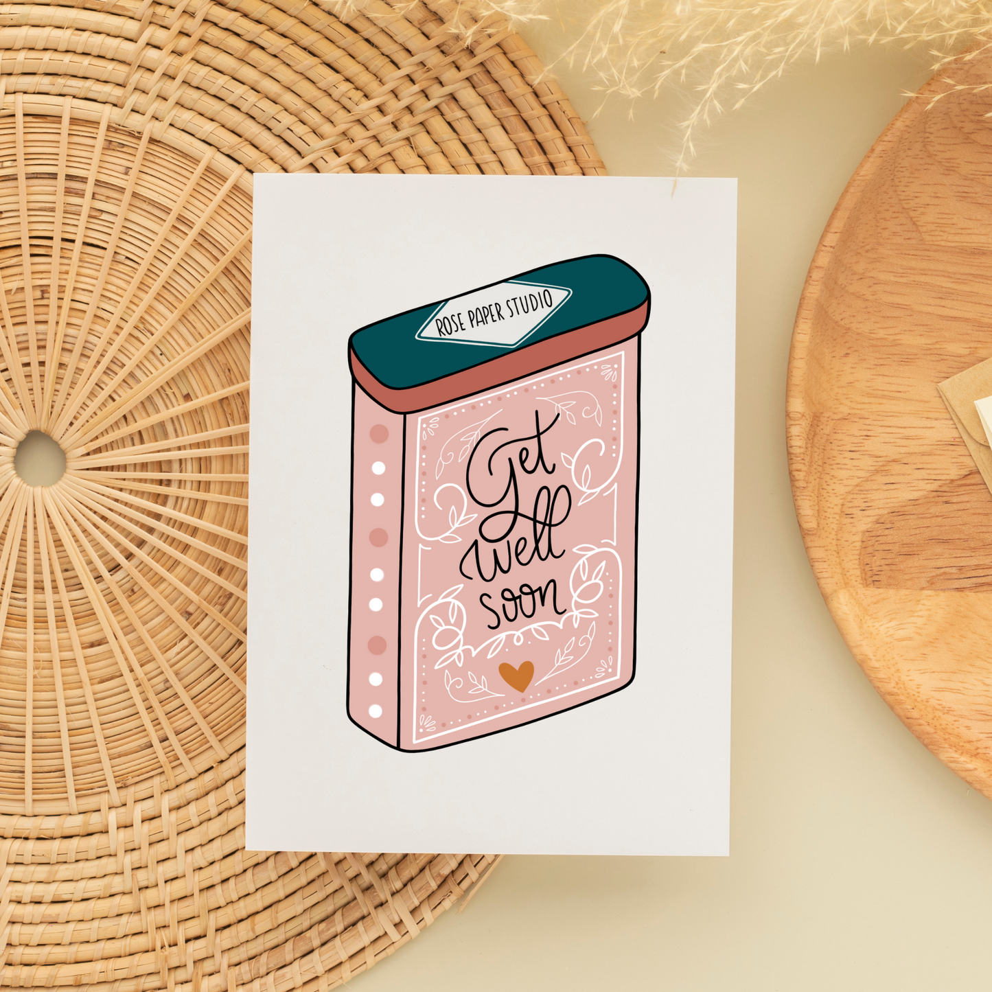 Get Well Soon Card | Sympathy Greeting Card | Hand Drawn Recovery Card | Feel Better Handmade Gift | Hand Drawn Modern Calligraphy Card