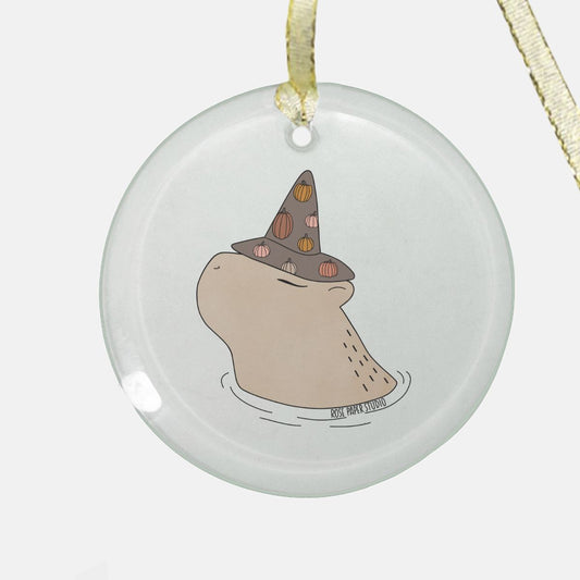 Agnes the Capybara | Clear Glass Christmas Ornament