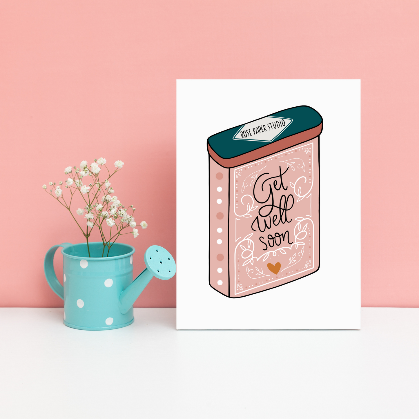 Get Well Soon Card | Sympathy Greeting Card | Hand Drawn Recovery Card | Feel Better Handmade Gift | Hand Drawn Modern Calligraphy Card