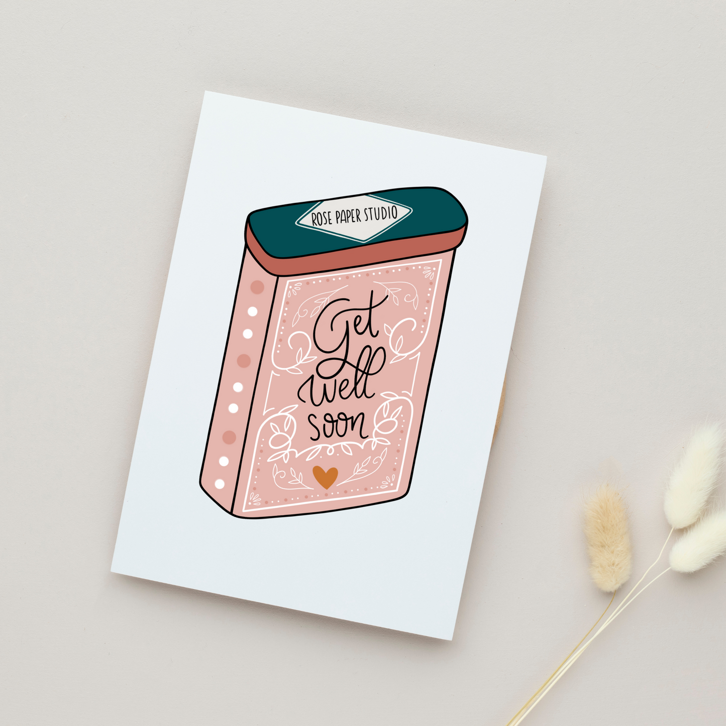 Get Well Soon Card | Sympathy Greeting Card | Hand Drawn Recovery Card | Feel Better Handmade Gift | Hand Drawn Modern Calligraphy Card