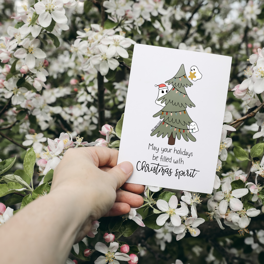 Christmas Spirit Card | Blank Modern Calligraphy Greeting Card