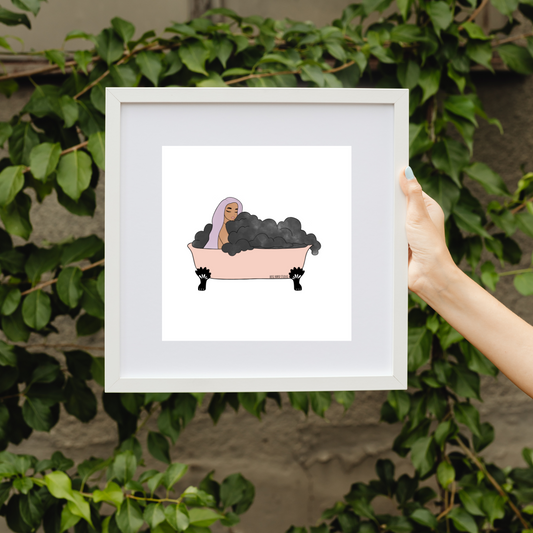 Bathtub Storm | Girl in an Antique Bathtub Print | Bathroom Artwork | Bathroom Prints | Mental Health Art Work | Bathroom Wall Decor