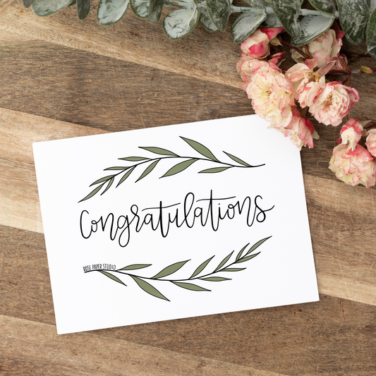 Congratulations Card | Botanical Greeting Card | Graduation Card | New Job Card | Cute Congrats Gift | Hand Drawn Modern Calligraphy Card