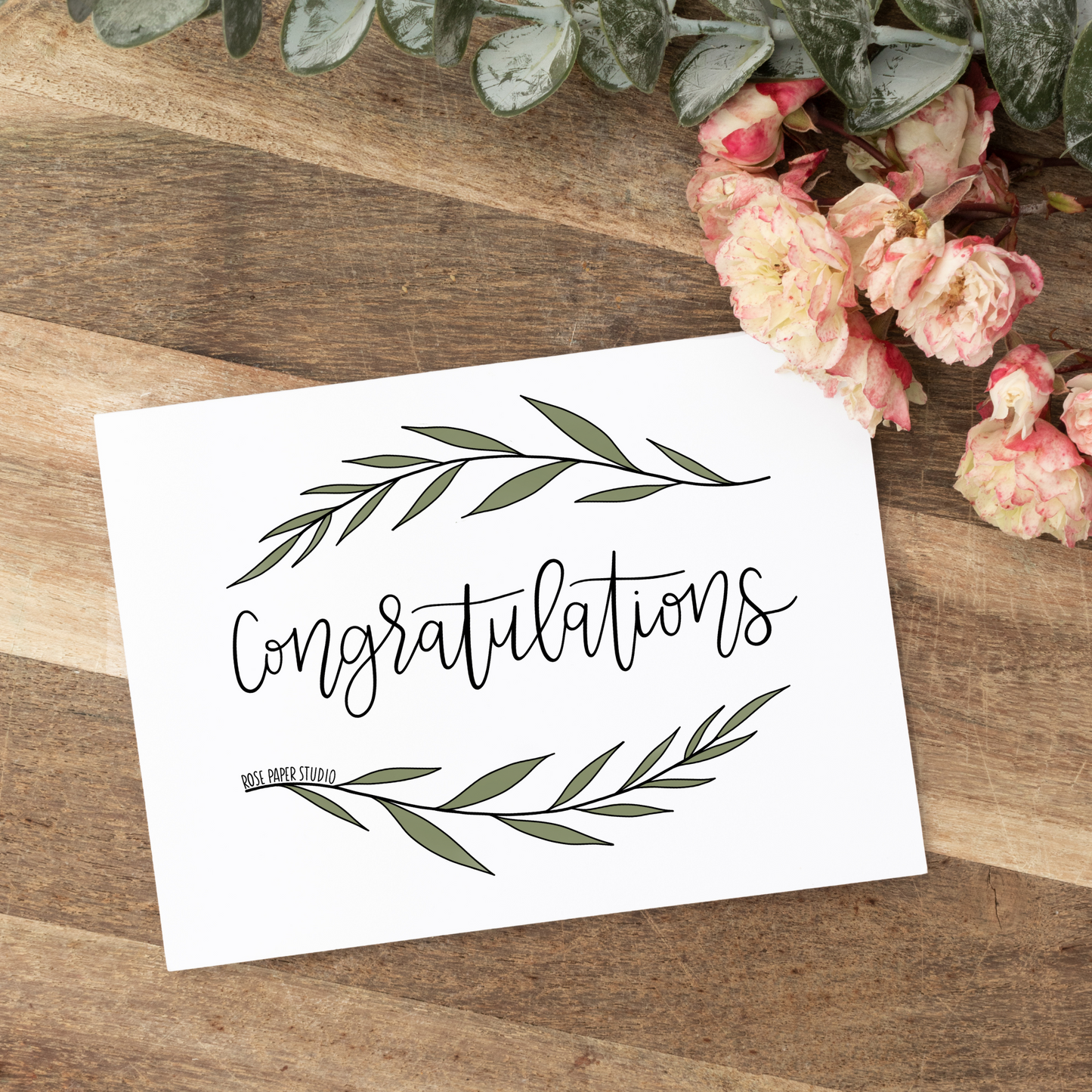 Congratulations Card | Botanical Greeting Card | Graduation Card | New Job Card | Cute Congrats Gift | Hand Drawn Modern Calligraphy Card