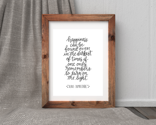 Happiness Can Be Found Art Print | Modern Calligraphy Art | Cozy Home Decor
