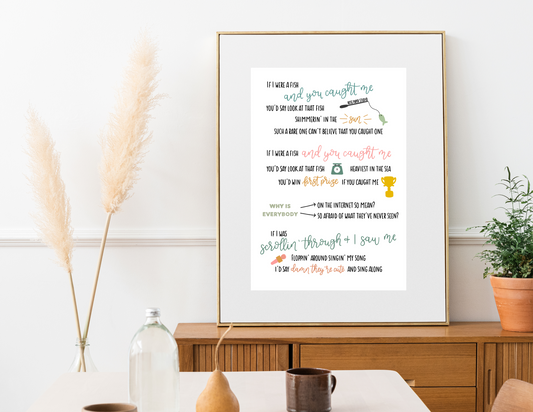 If I Were A Fish And You Caught Me | TikTok Viral Song | Modern Calligraphy Quote Art Print