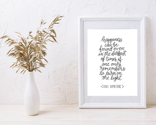 Happiness Can Be Found Art Print | Modern Calligraphy Art | Cozy Home Decor
