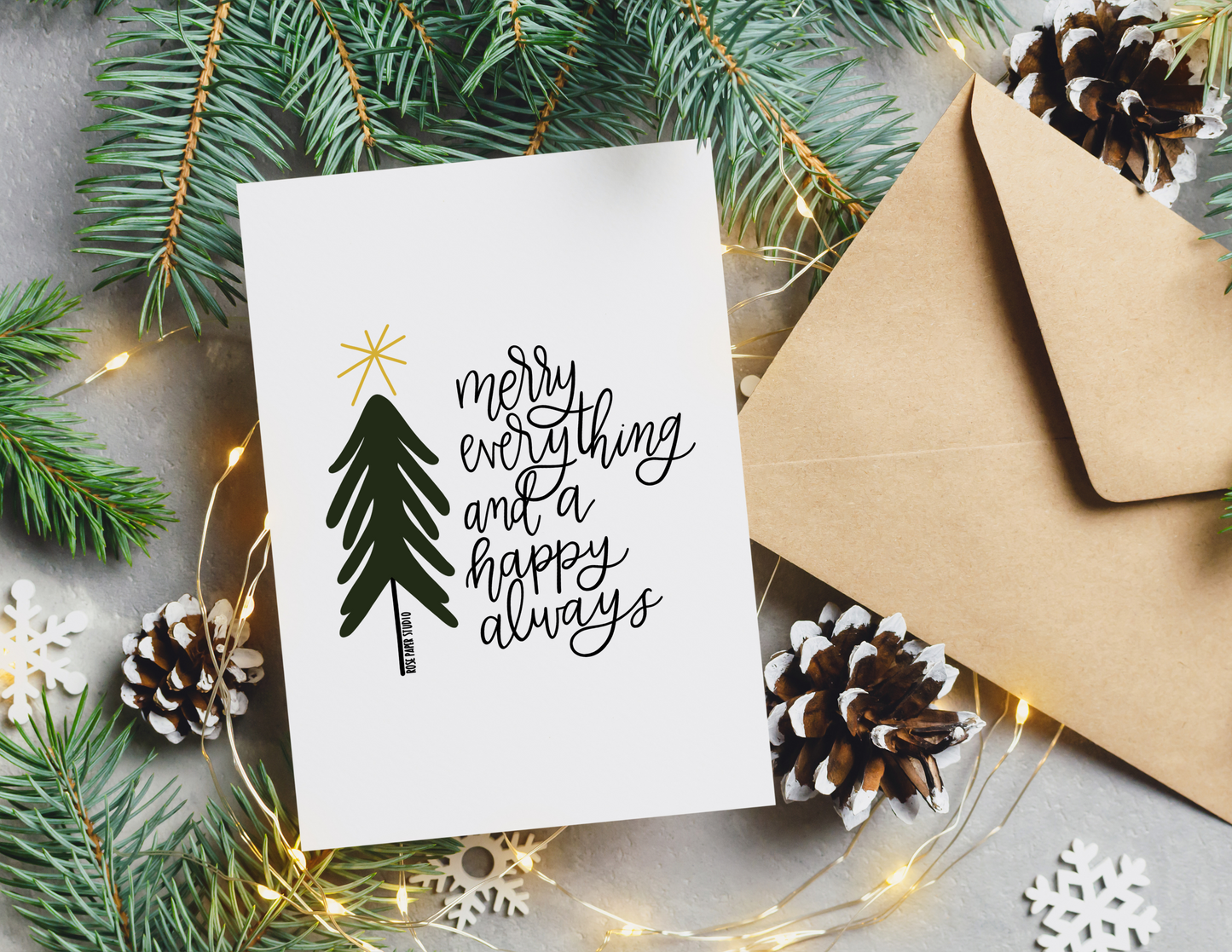 Merry Everything and a Happy Always | Blank Calligraphy Greeting Card