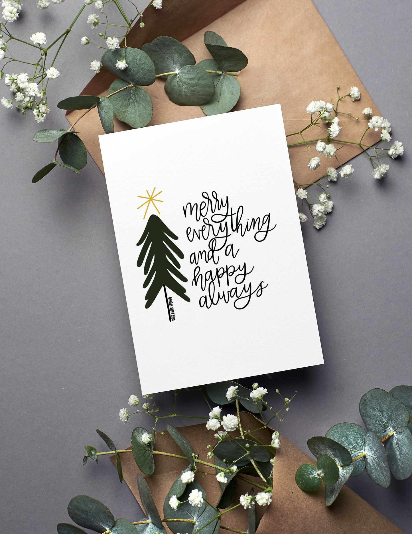 Merry Everything and a Happy Always | Blank Calligraphy Greeting Card