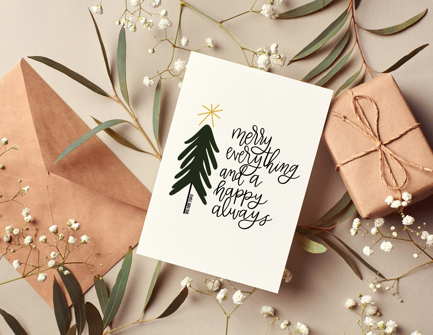 Merry Everything and a Happy Always | Blank Calligraphy Greeting Card