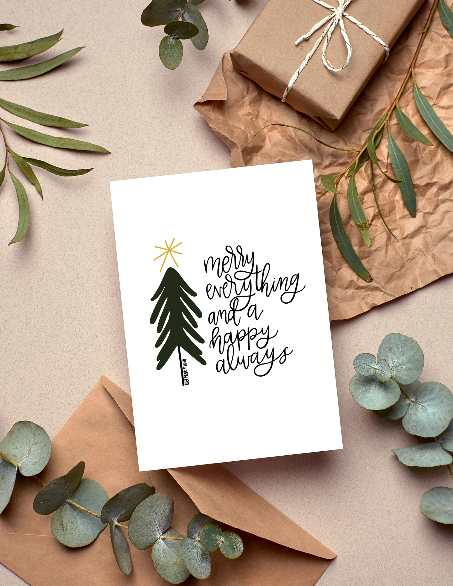 Merry Everything and a Happy Always | Blank Calligraphy Greeting Card