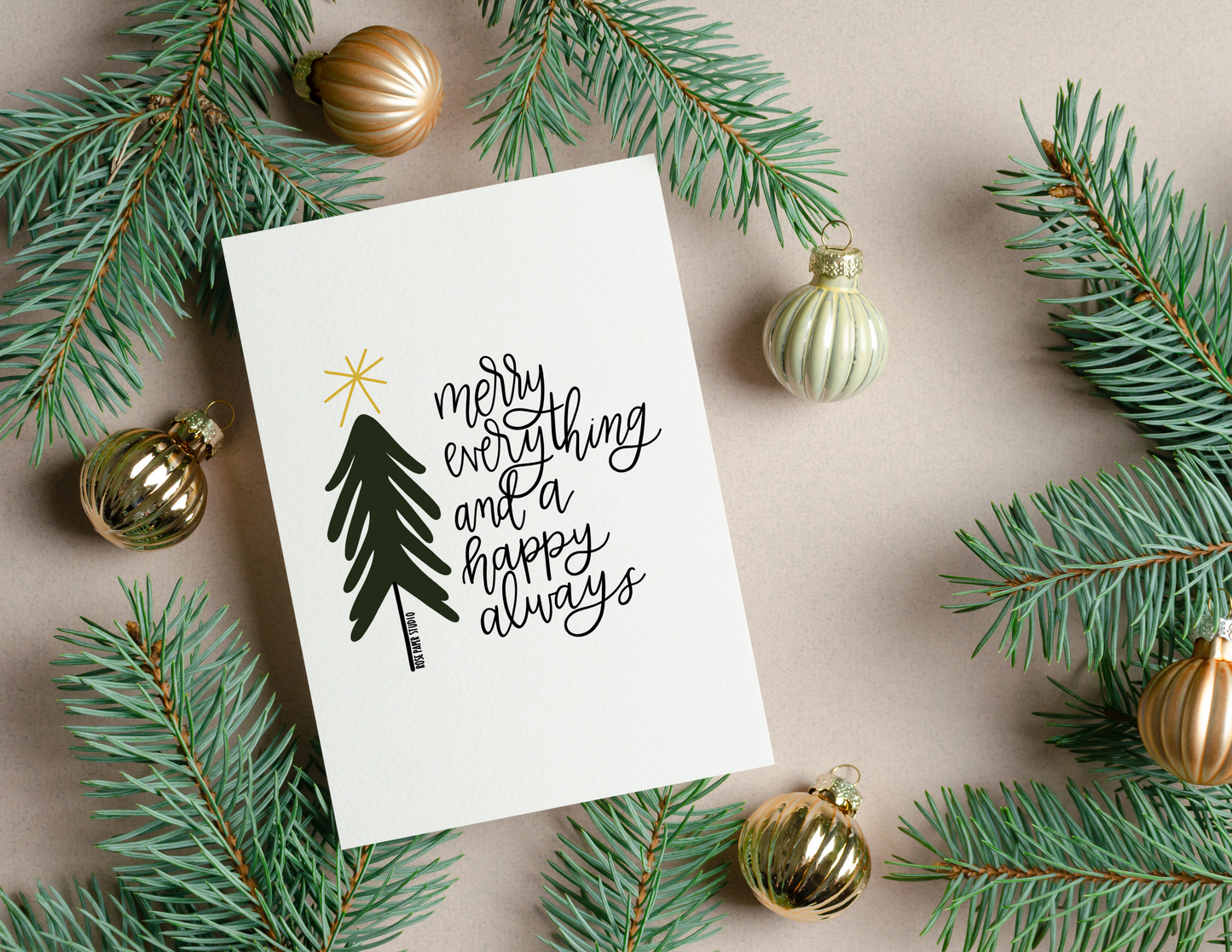 Merry Everything and a Happy Always | Blank Calligraphy Greeting Card