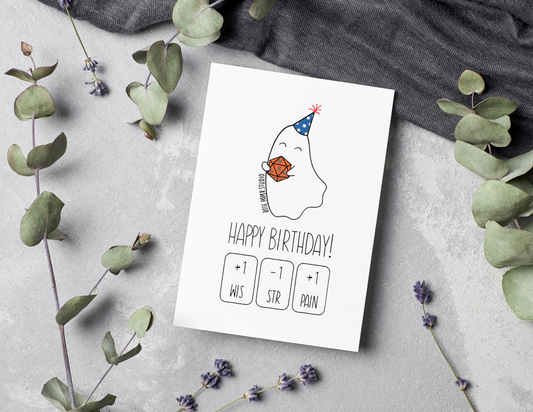 Happy Birthday! | Blank Calligraphy Greeting Card | Dungeons and Dragons Funny Cards