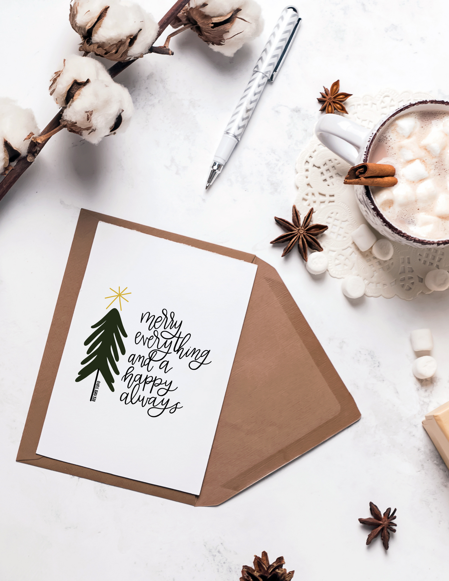 Merry Everything and a Happy Always | Blank Calligraphy Greeting Card