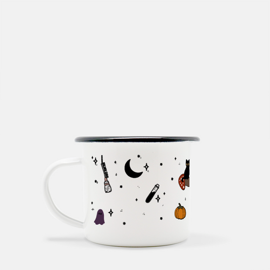 Witchy Vibes | Enamel Camp Mug with Black Rim | 10oz