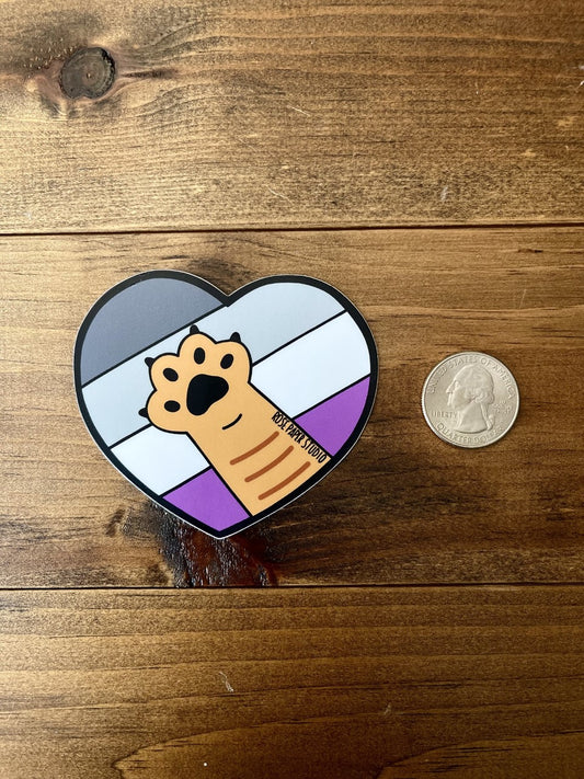 Paws-o-tively Prideful | Asexual Pride | Weatherproof Die Cut Sticker