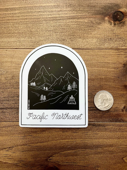 Pacific Northwest Mountainscape | Weatherproof Die Cut Sticker