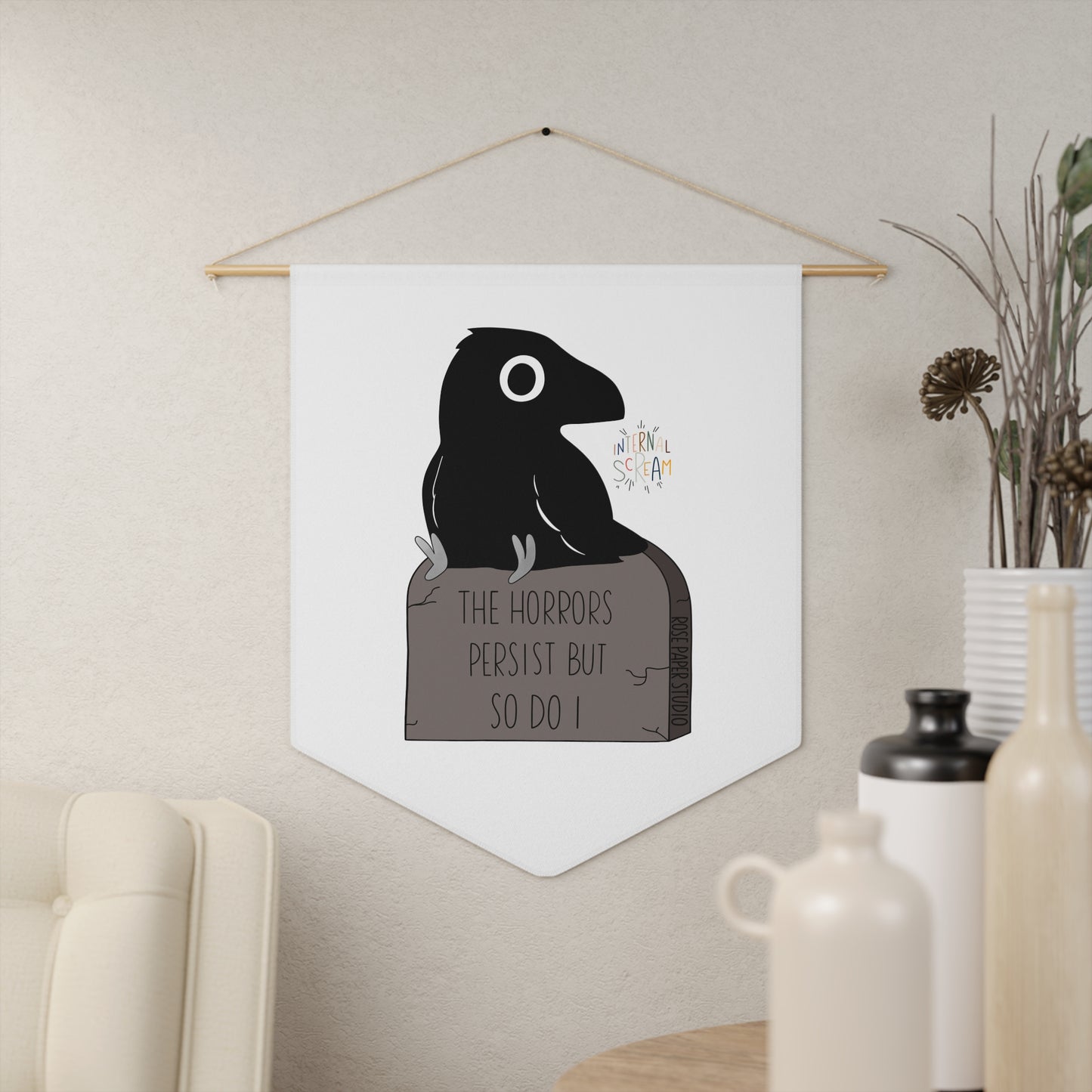 Edgar Allan Crow on Grave | Pennant Banner