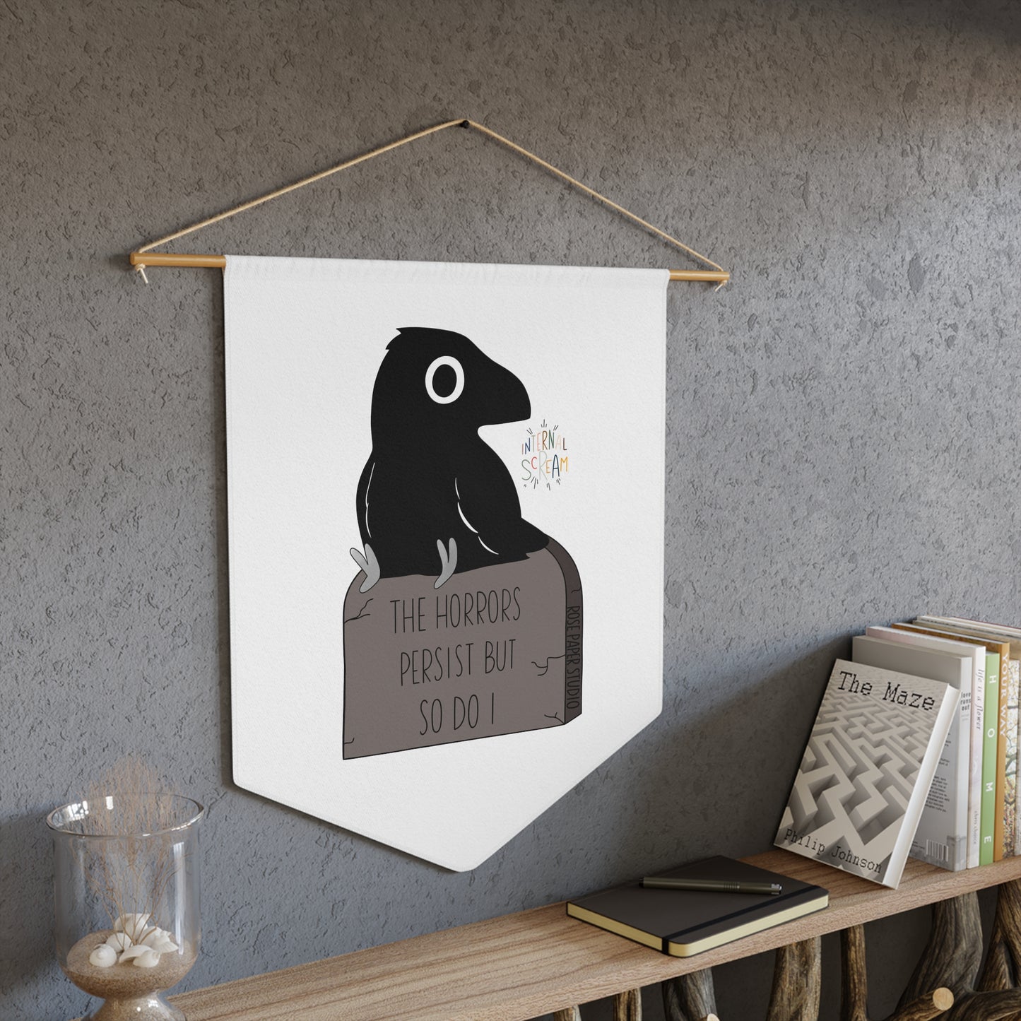 Edgar Allan Crow on Grave | Pennant Banner