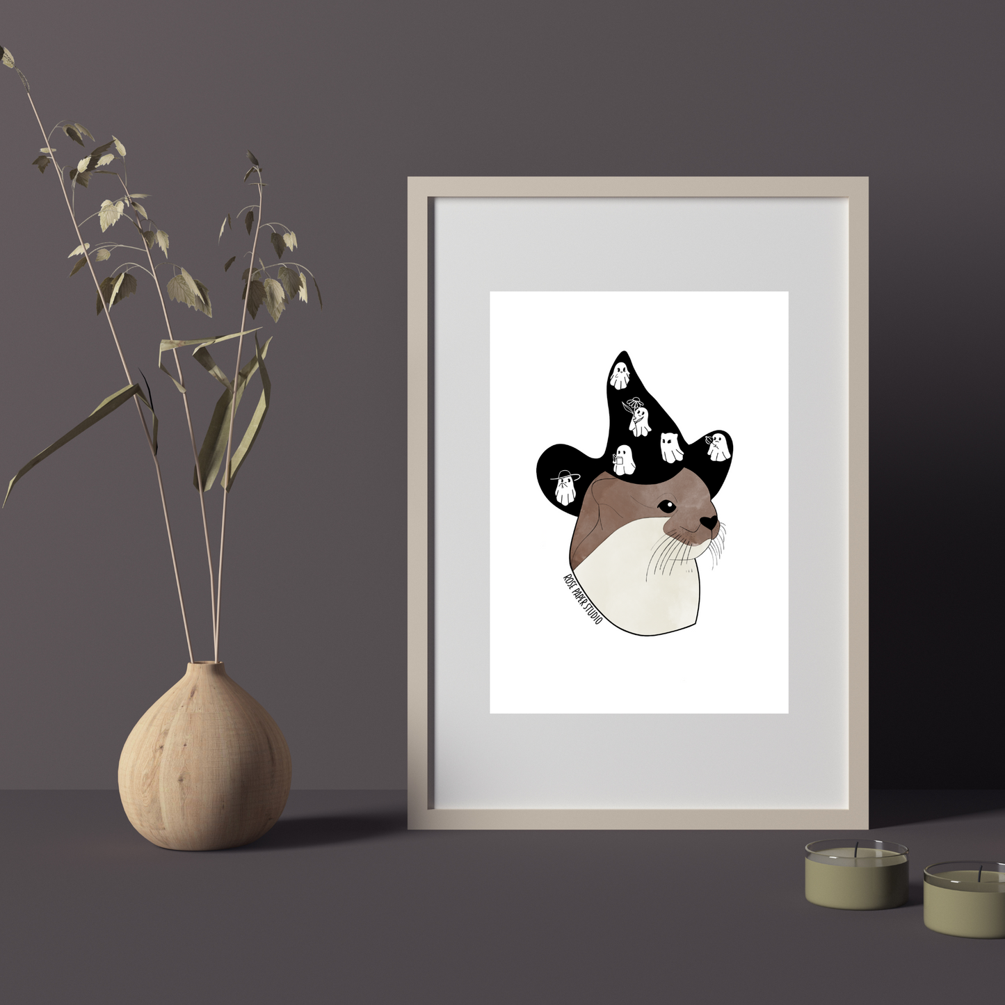 Lenora the Fall Otter Art Print | Hand Drawn Animal