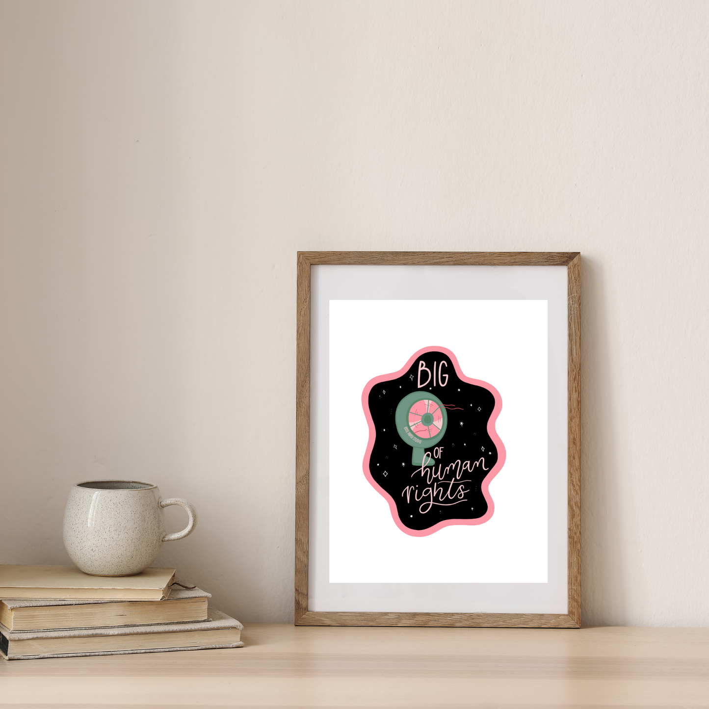 Big Fan of Human Rights Art Print | Retro Wall Decor | Human Rights Wall Art | Modern Calligraphy | Hand-drawn Art