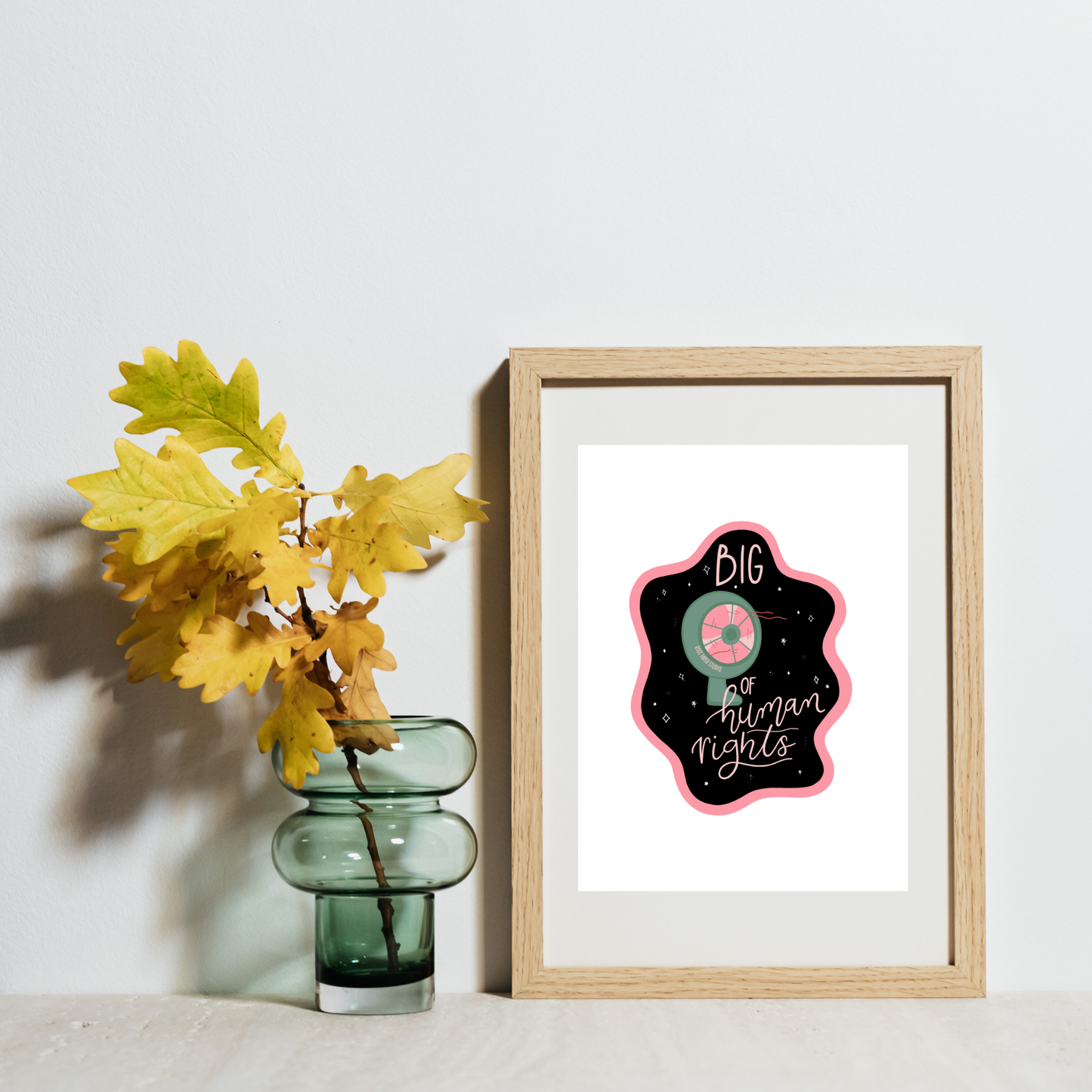 Big Fan of Human Rights Art Print | Retro Wall Decor | Human Rights Wall Art | Modern Calligraphy | Hand-drawn Art