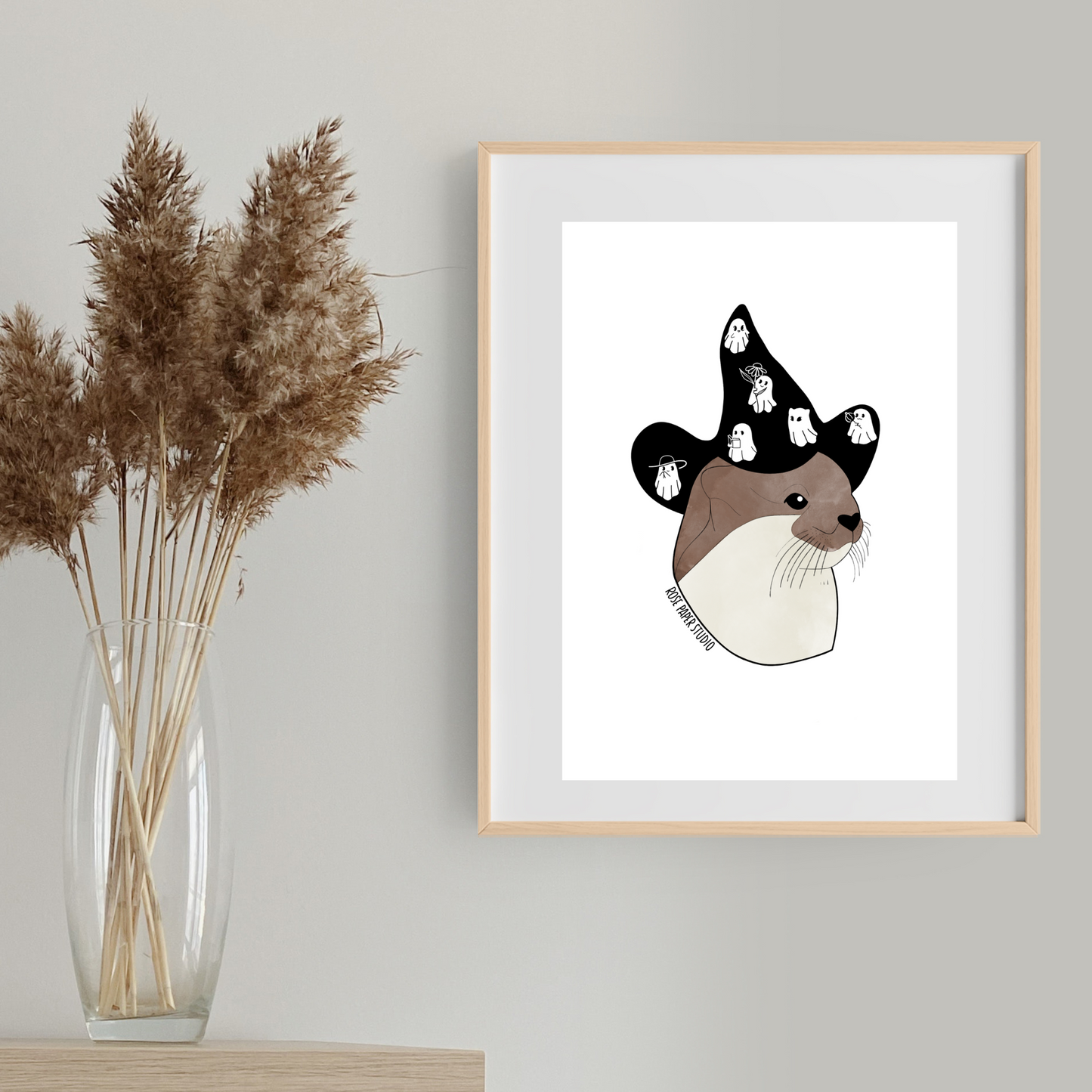 Lenora the Fall Otter Art Print | Hand Drawn Animal