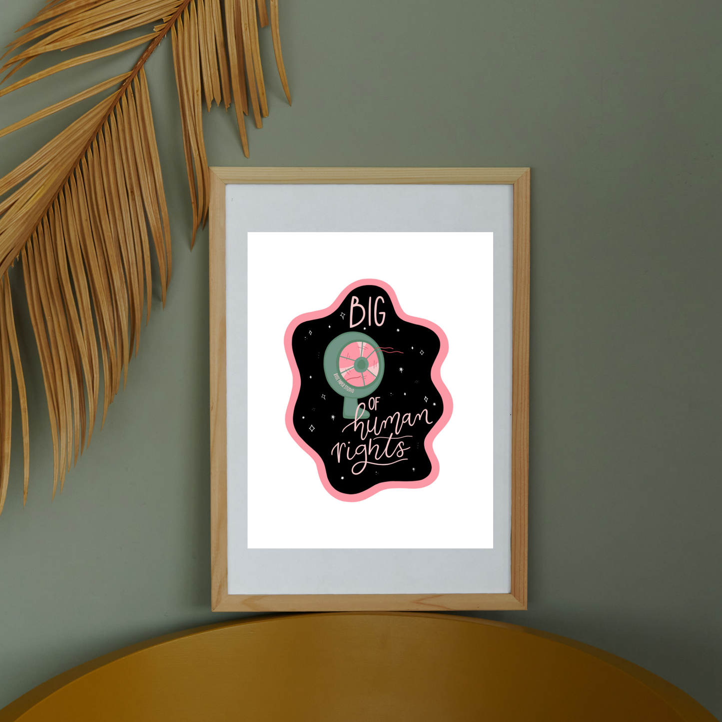 Big Fan of Human Rights Art Print | Retro Wall Decor | Human Rights Wall Art | Modern Calligraphy | Hand-drawn Art