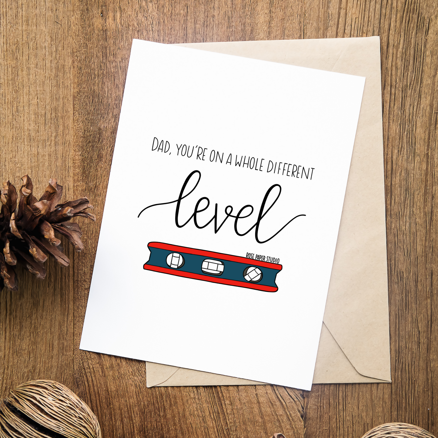 Dad, You're On A Whole Different Level Card | Father's Day Card | Tool Pun Card | Funny Father's Day Card | Hand Drawn Calligraphy Card