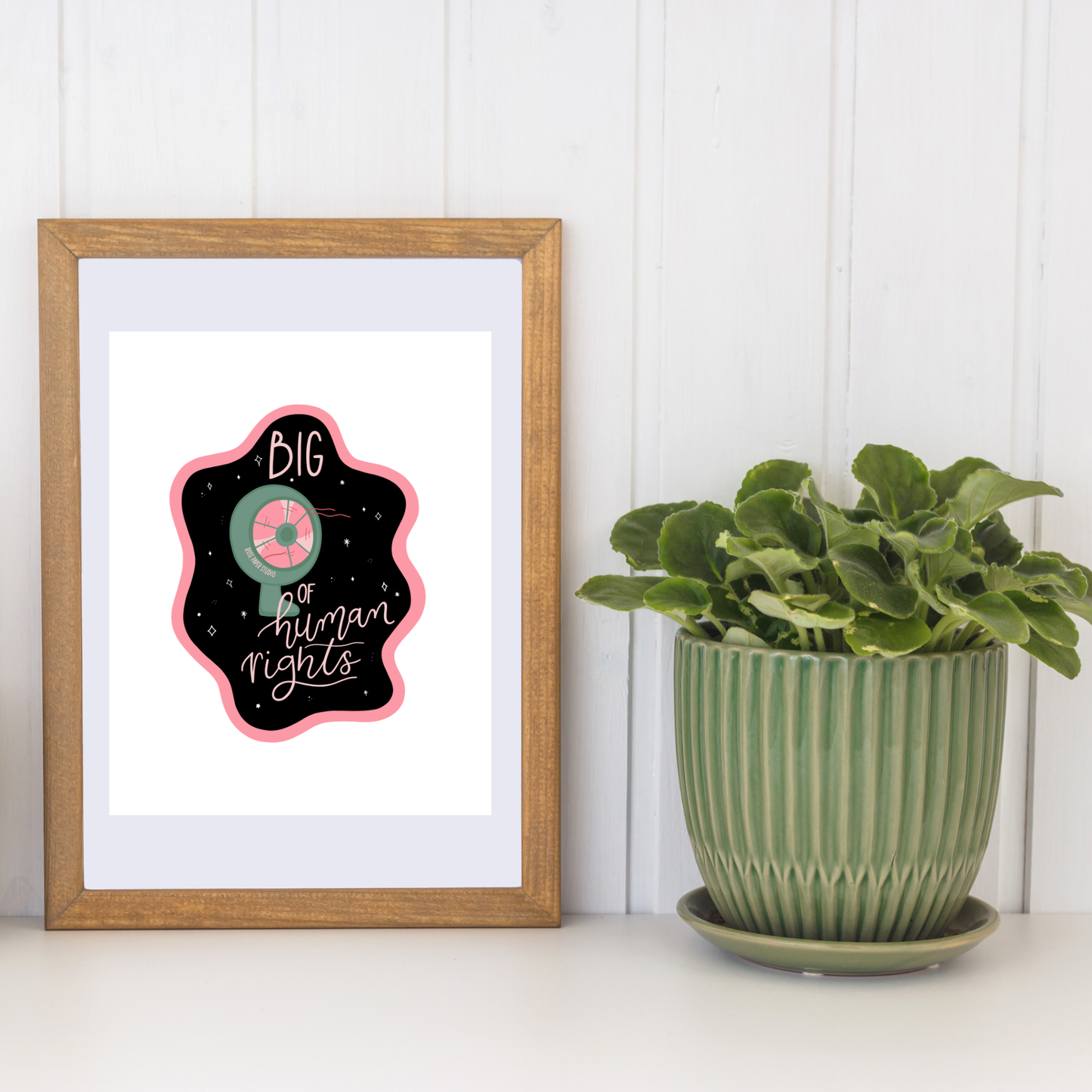 Big Fan of Human Rights Art Print | Retro Wall Decor | Human Rights Wall Art | Modern Calligraphy | Hand-drawn Art