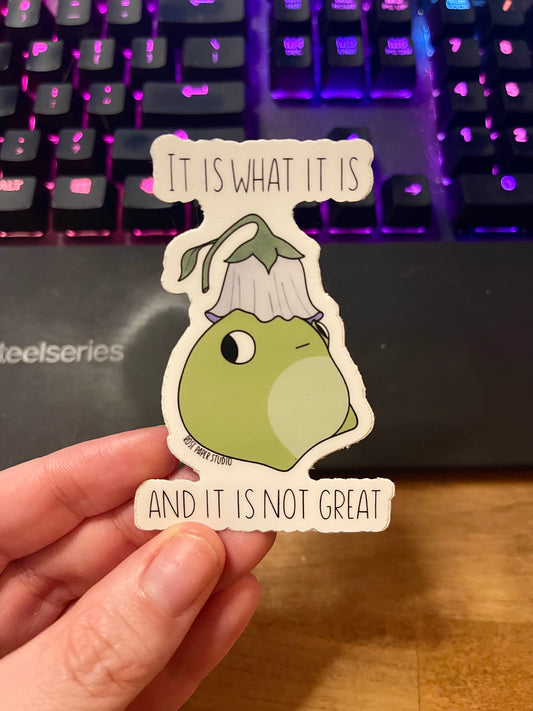 It Is What It Is and It Is Not Great Weatherproof Sticker