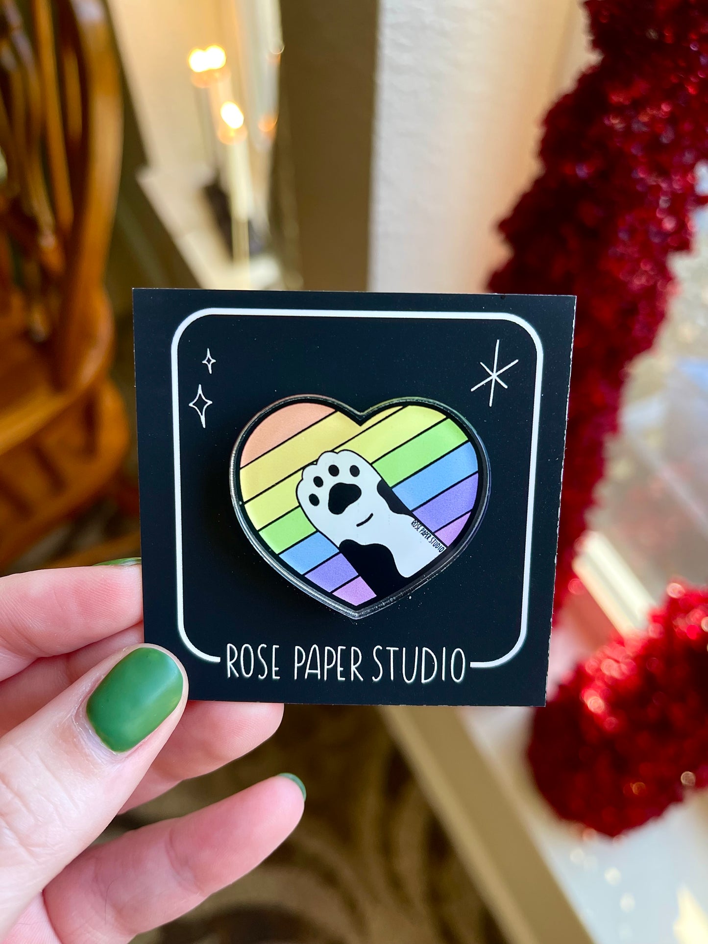 Paws-o-tively Prideful LGBTQIA+ Pride Acrylic Pin | Cute Cat Paw Pin | Pride Acrylic Pin