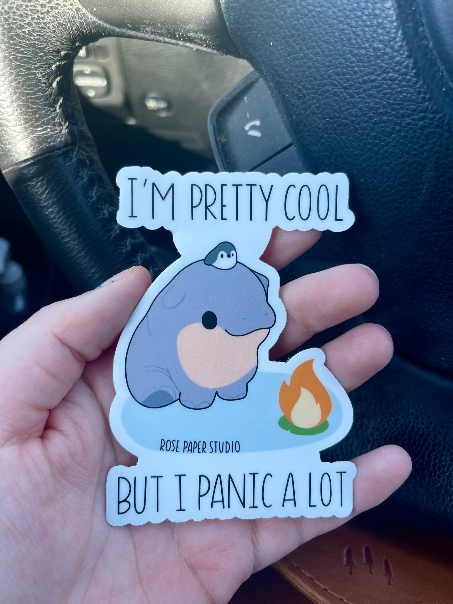 I'm Pretty Cool But I Panic A Lot | Willa and Petunia | Weatherproof Die Cut Sticker