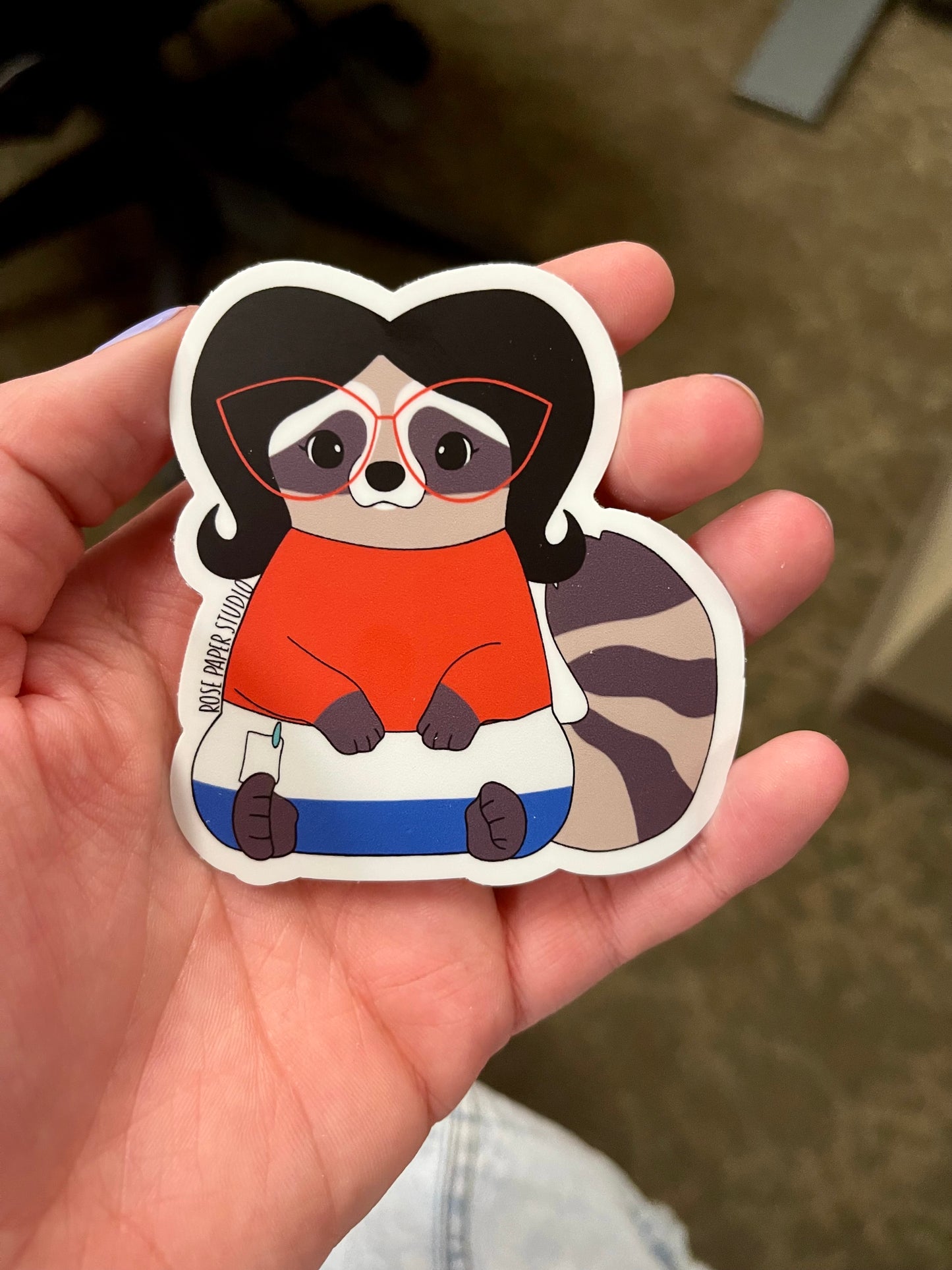 Raccoon Linda | Weatherproof Die Cut Sticker