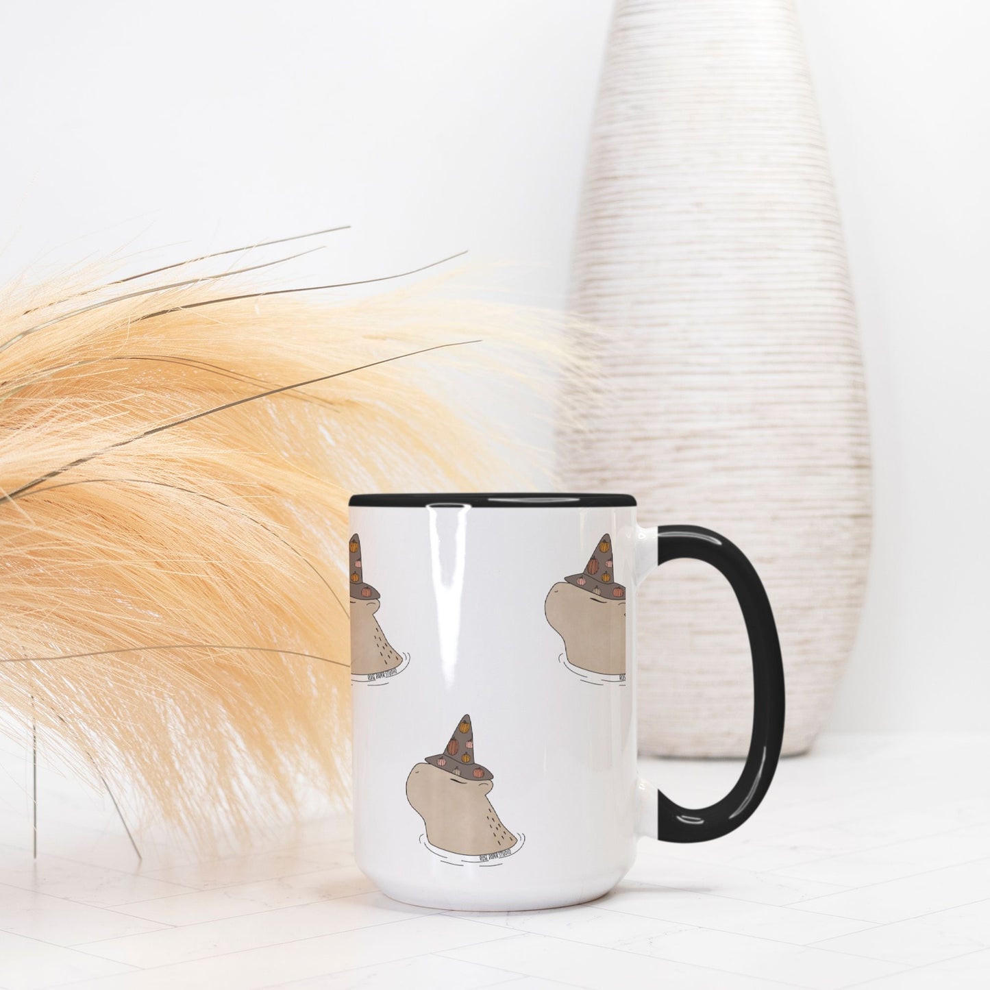 Agnes the Capybara | Deluxe Ceramic Mug with Black Handle | 15oz