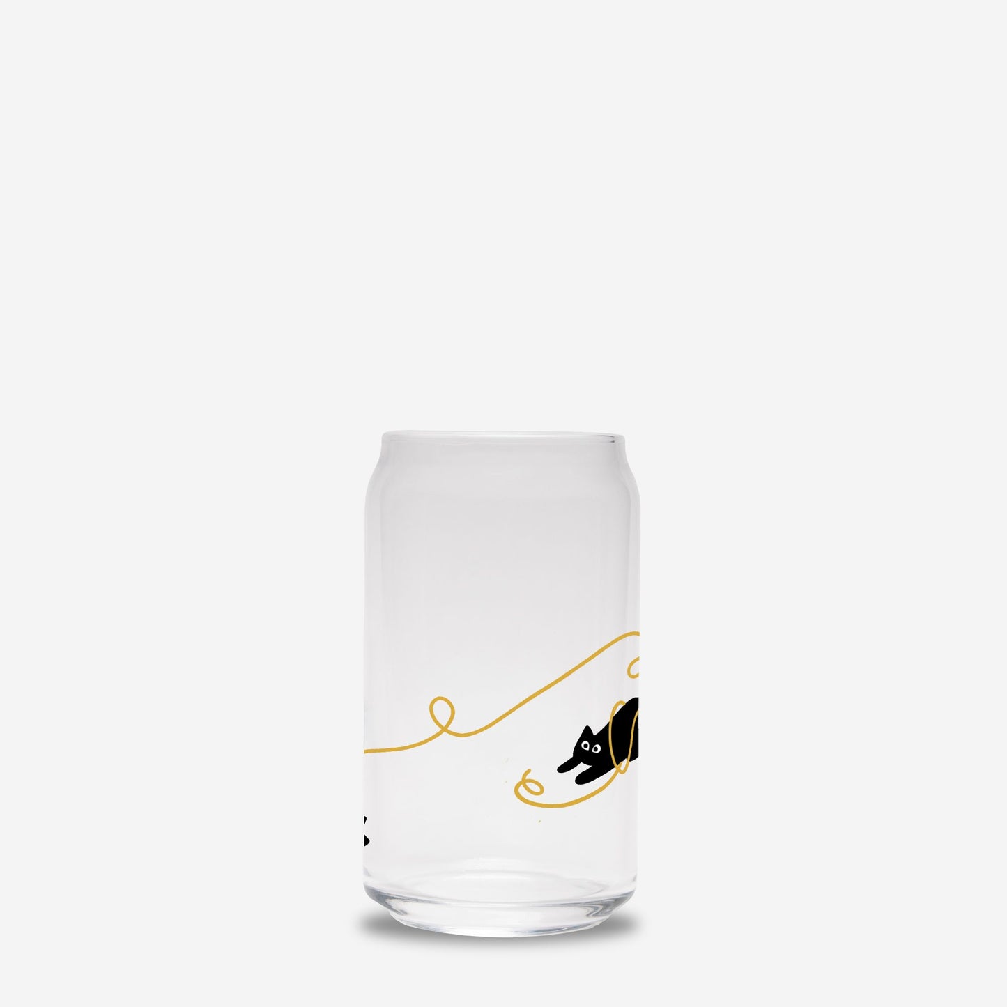 Meowy Christmas Glass Can | 16oz | Cozy Drinkware| Iced Coffee Glass | Reusable Glass Tumbler | Cute Tea Cup | Hand Drawn Design