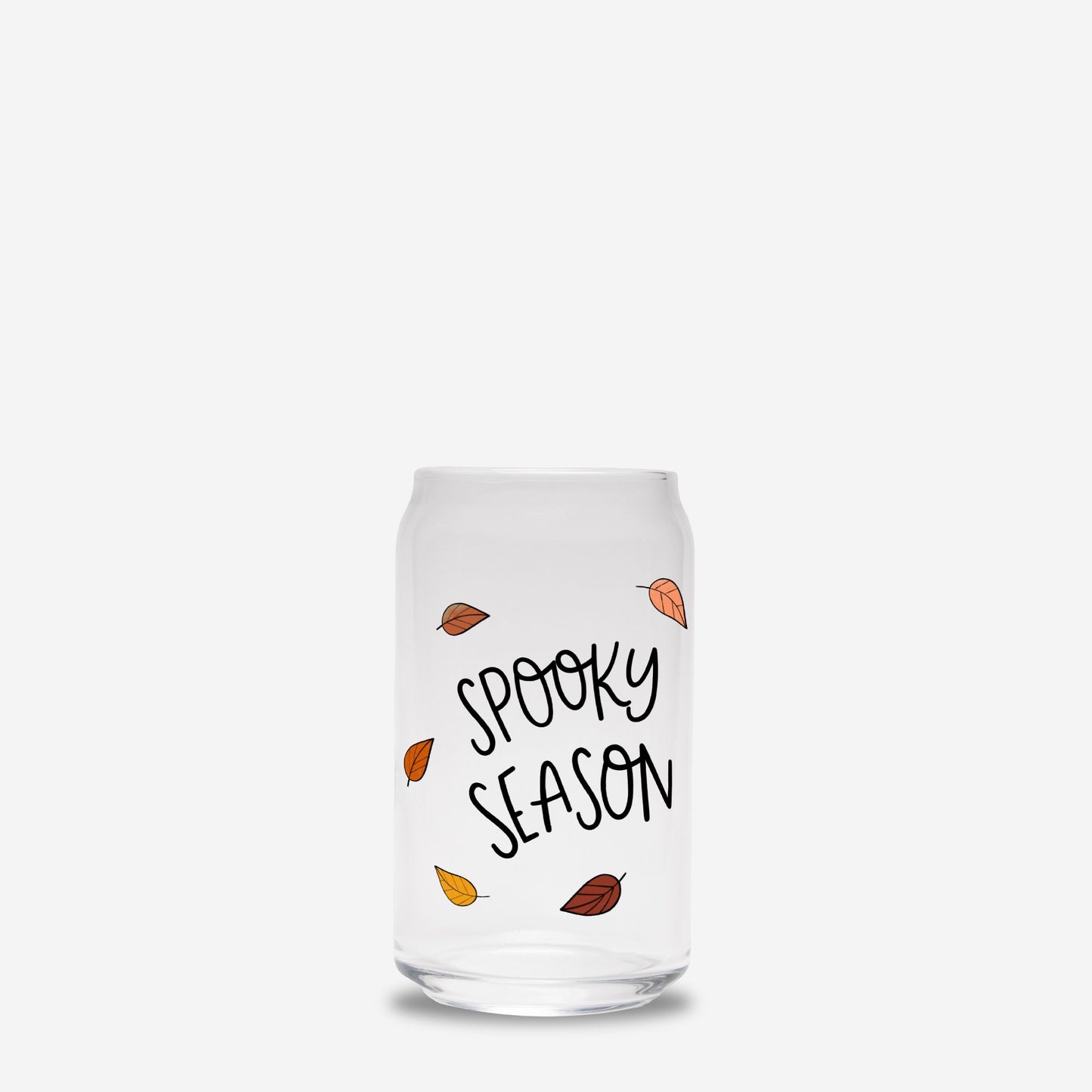 Spooky Season Glass Can | 16oz | Cozy Drinkware| Iced Coffee Glass | Reusable Glass Tumbler | Cute Tea Cup | Hand Drawn Design