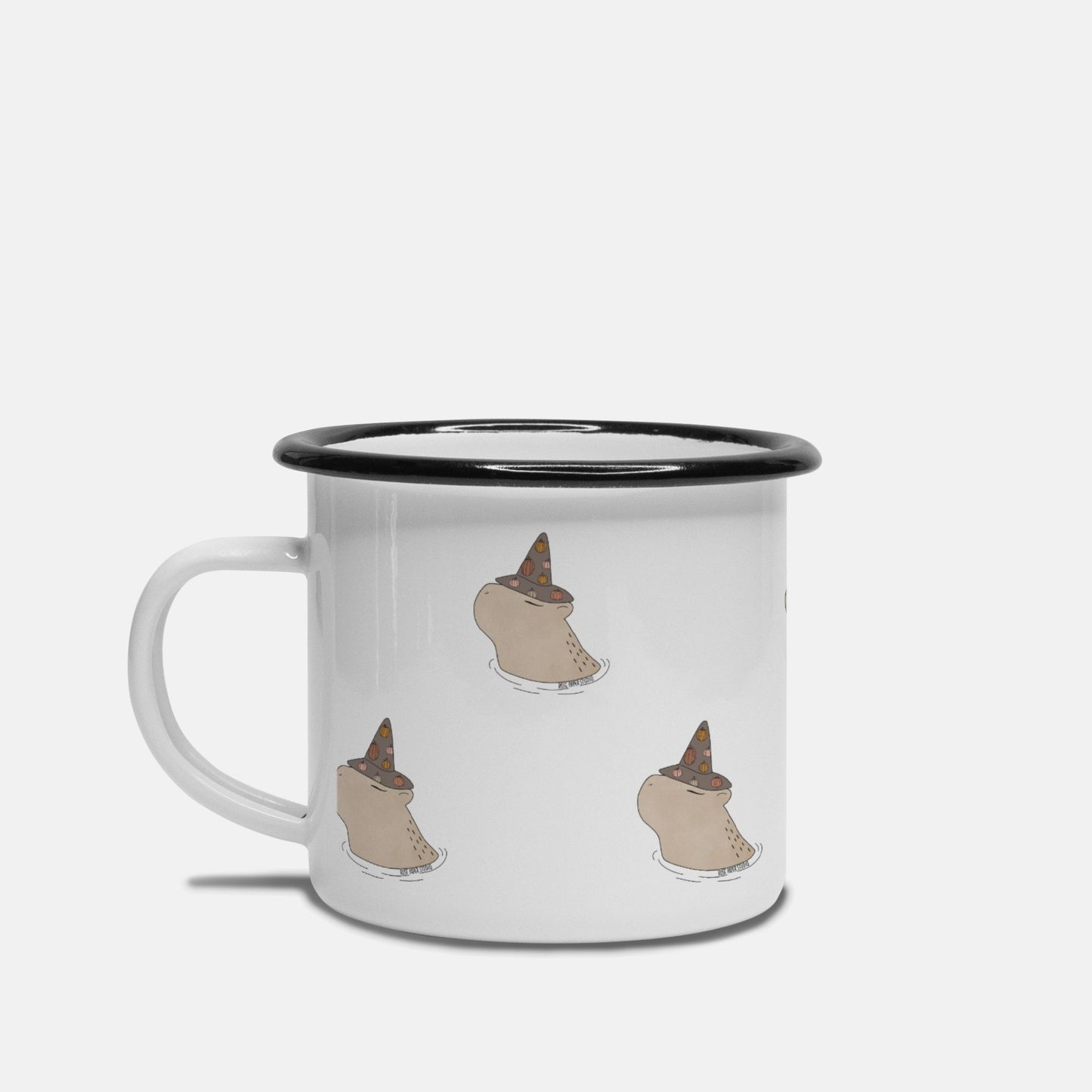 Agnes the Fall Capybara | Camp Mug with Black Rim | 10 oz