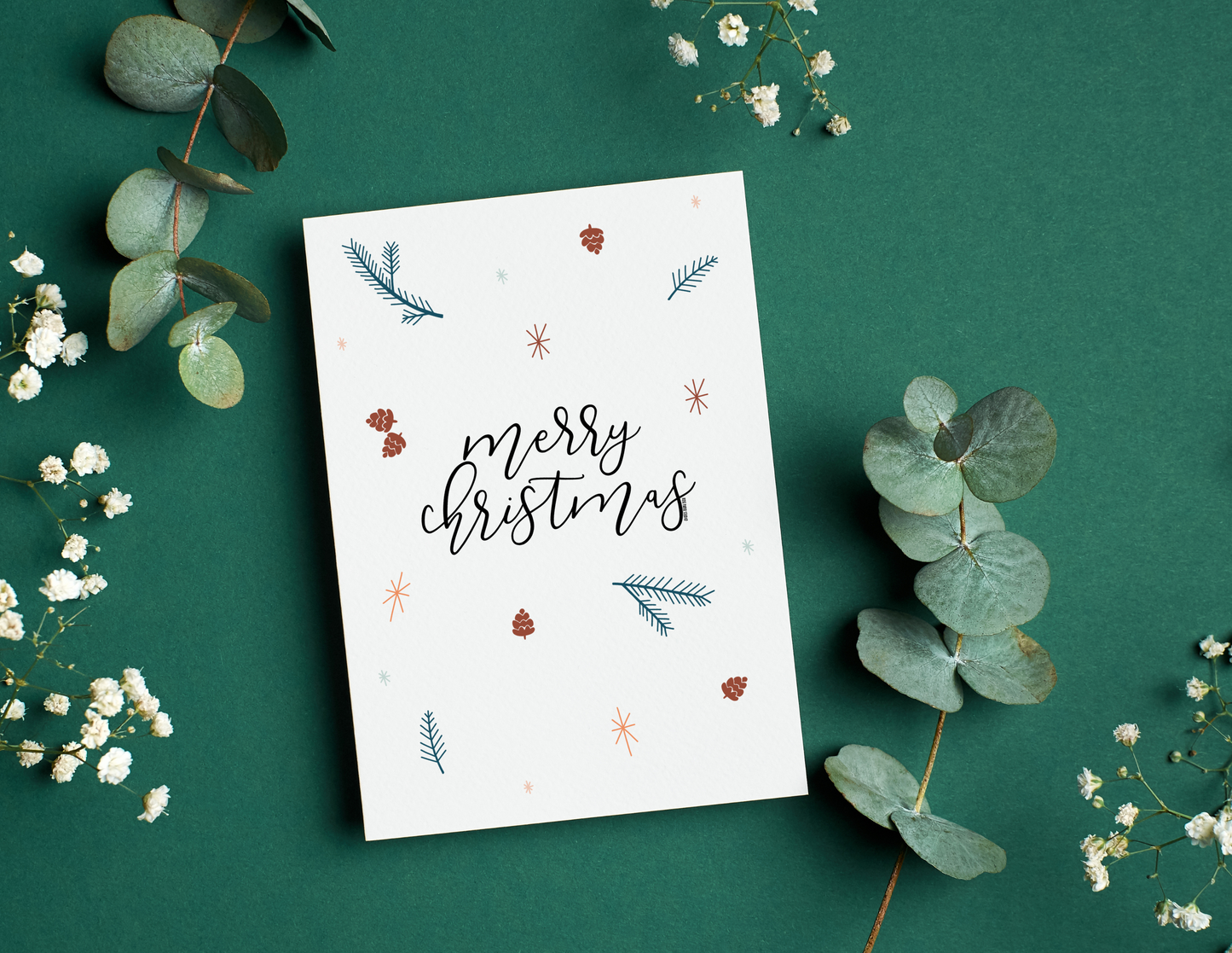 Merry Christmas | Winter Print | Blank Calligraphy Greeting Card